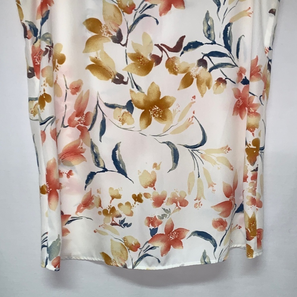 NY Collection Floral Ruffle Blouse - Peach and Gold - Picture 7 of 12